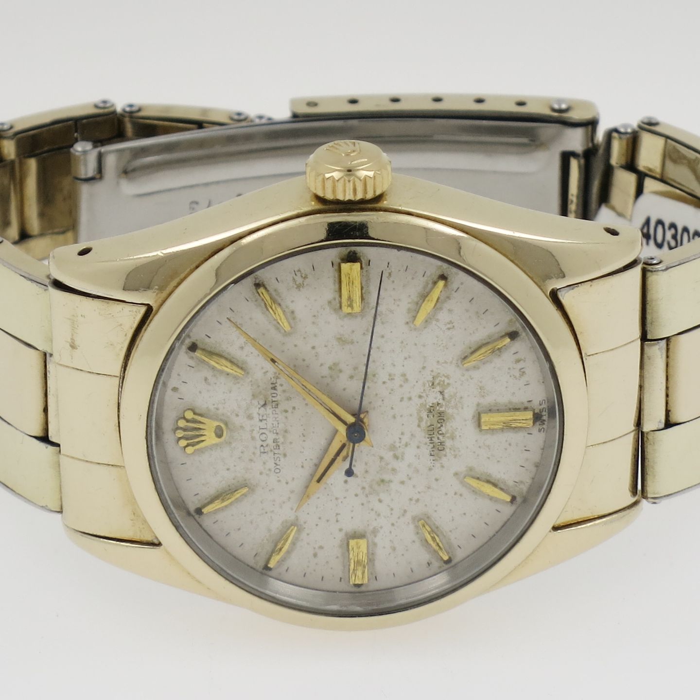 Rolex Oyster Perpetual 34 6634 (1955) - Silver dial 34 mm Gold/Steel case (8/8)